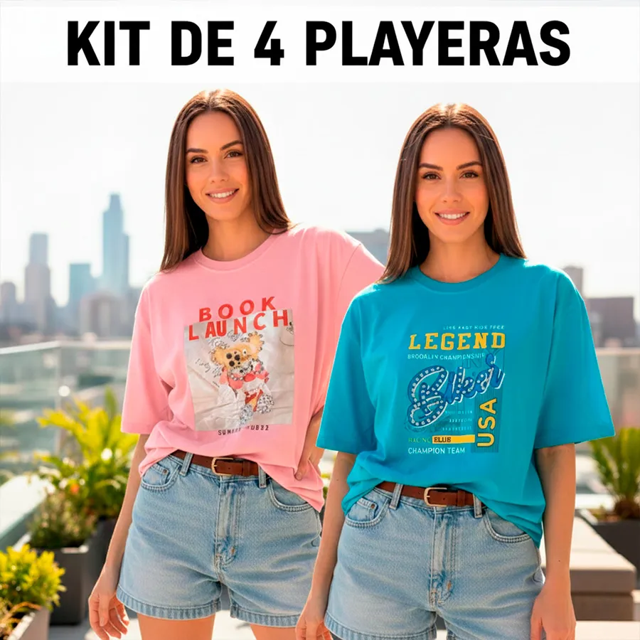 PLA-BRILLA KIT DE 4 PLAYERAS 7840